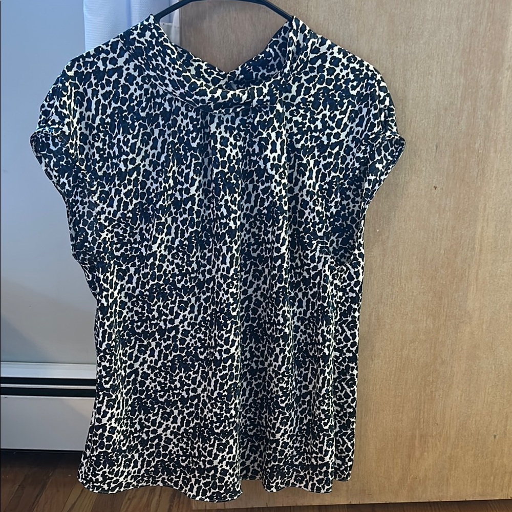 Michael Kors Black and White Peter Pan Collar Blouse